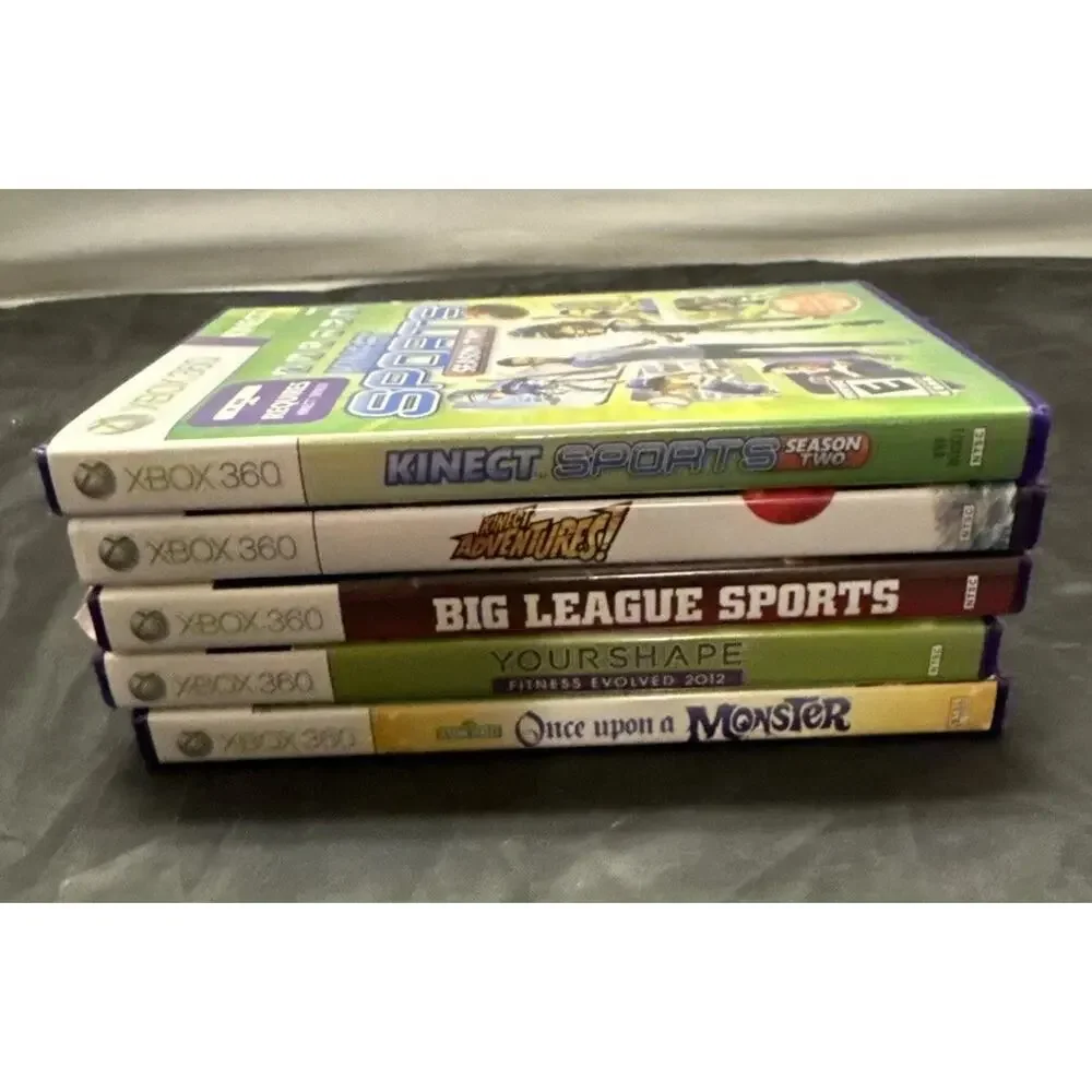 Xbox 360 Kinect 5 Game Lot Big League Sports Sesame Street Adventures Tested Vtg